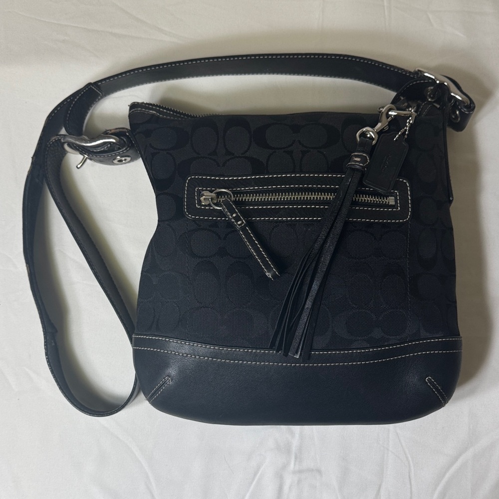 Coach Signature Jacquard Black‎ Crossbody Bag Style 9362